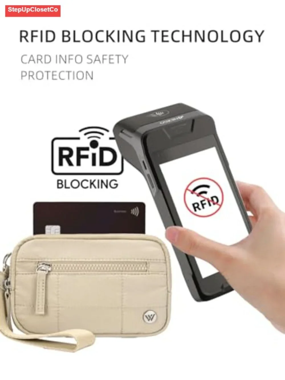 Quilted Nylon RFID Blocking Wristlet Wallet with Card Holder
